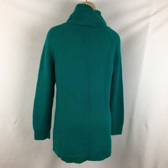 Talbots Teal Blue Cowl Neck Wool Blend Soft Knit Sweater M - Picture 2 of 7